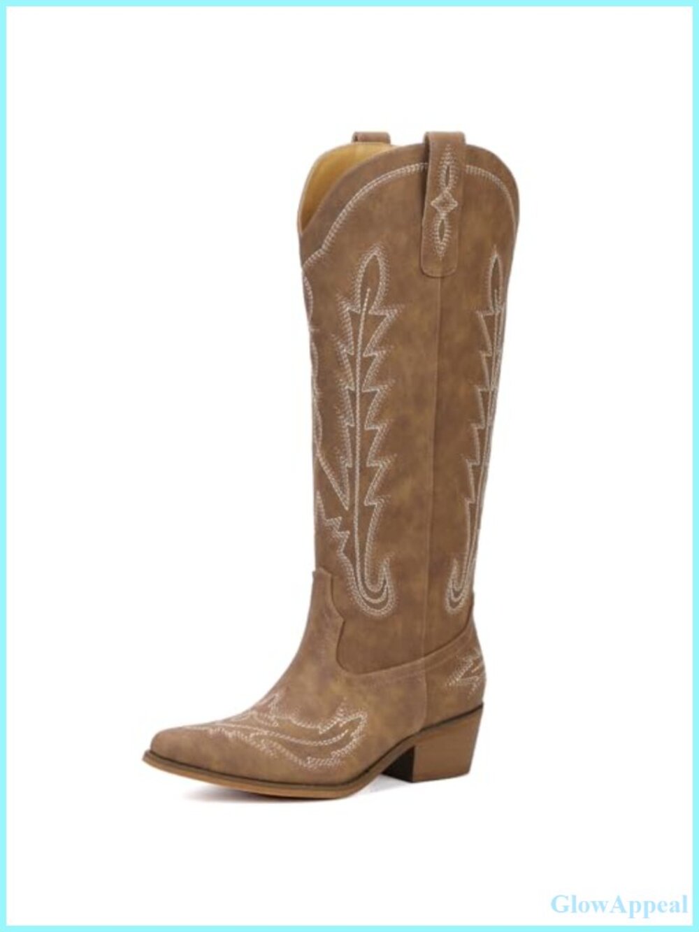 Women's Knee High Western Cowboy Boots Faux Leather Snip Toe